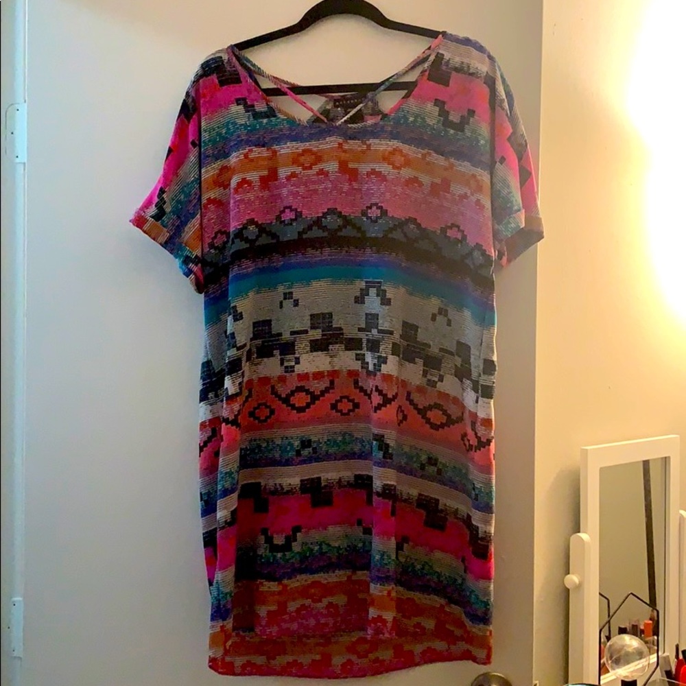 Funky multicolored short sleeve dress